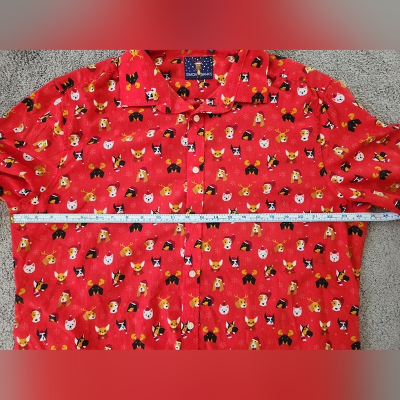 SIMON BANKS Dog Print Christmas Button Up Shirt Sz XL - Picture 6 of 8